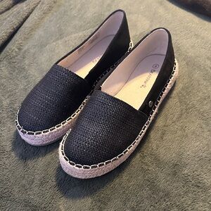 BearPaw Black Woven Espadrilles